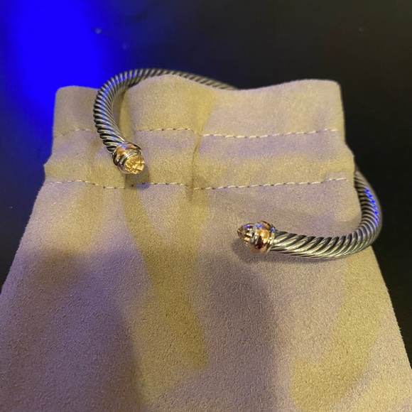 David Yurman 5mm sterling silver and pink gold bracelet with morganite stone - Picture 3 of 4